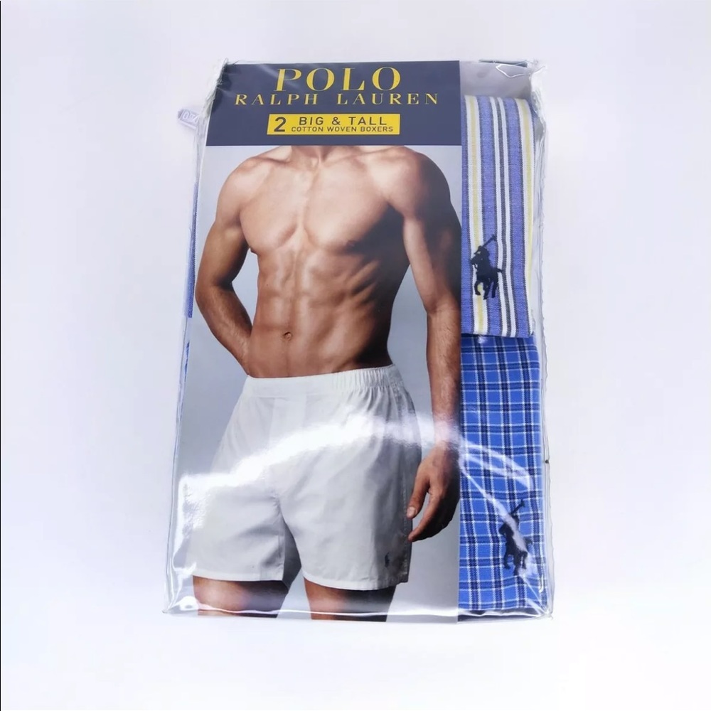 2 Pair Polo Ralph Lauren Big & Tall Woven Boxers Underwear Cotton Sz 1X 42”-44” - Picture 2 of 5